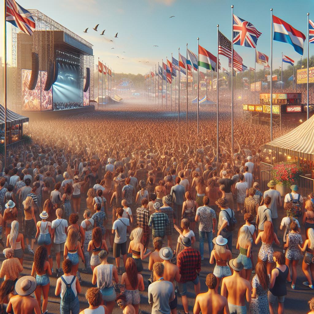 Summer music festival crowd