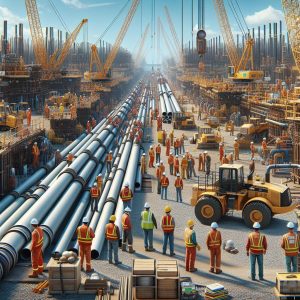 Waterline installation construction site.