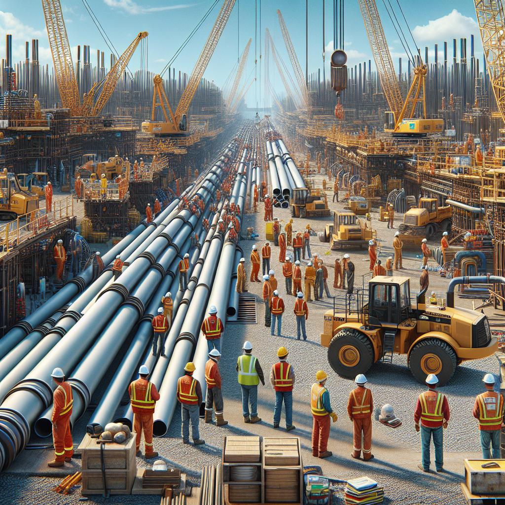 Waterline installation construction site.