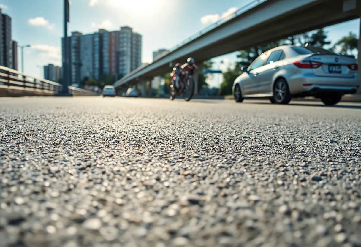 A roadway showcasing Durable Thin Film Concrete under traffic