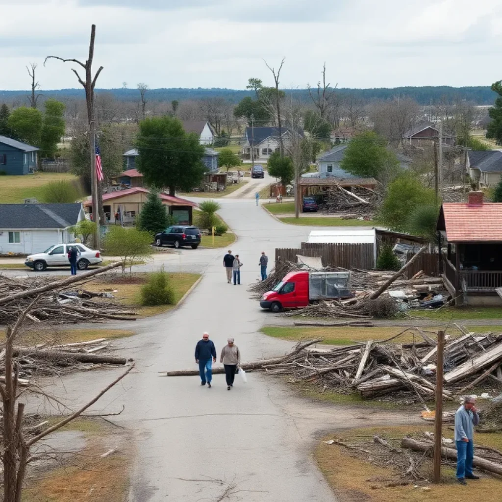 Community members assisting one another after a tornado in Iowa.