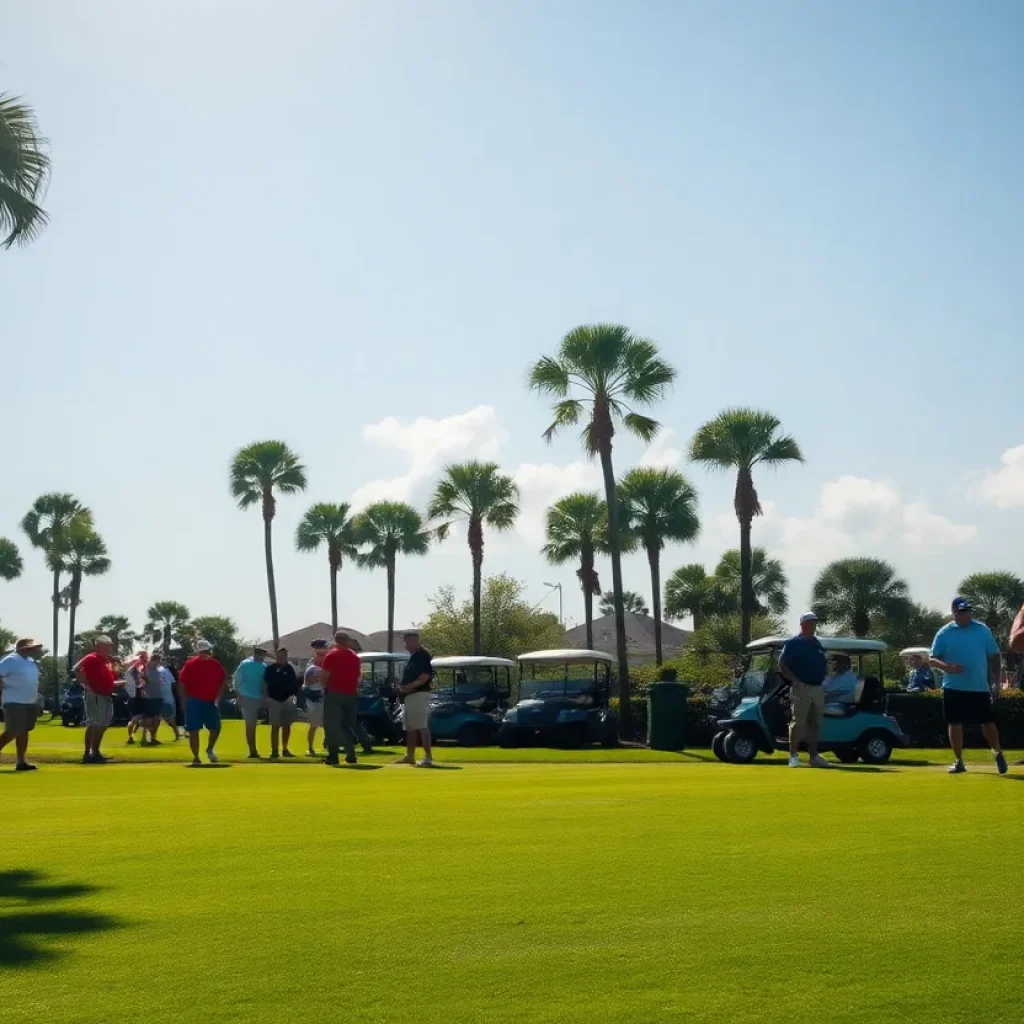 Golfers gathering for the Carolinas GCSA Conference in Myrtle Beach after Hurricane Helene