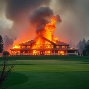 Destruction of the Altadena Golf Course Clubhouse by wildfires
