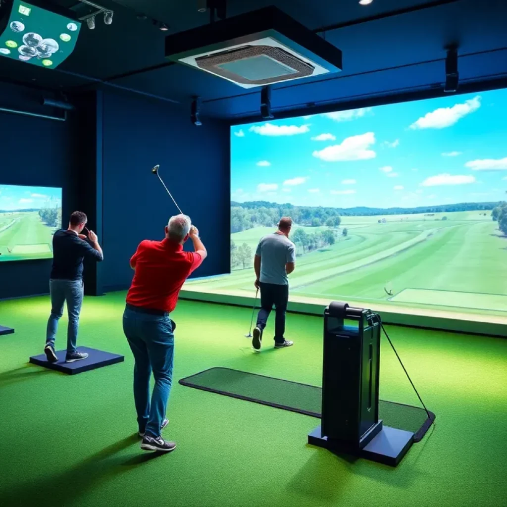 Indoor golf simulator at BirdieBay