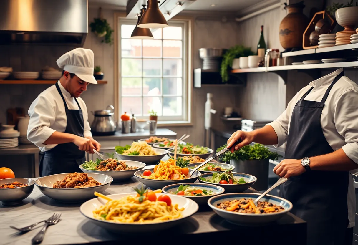 Chefs preparing South Carolina dishes with local ingredients