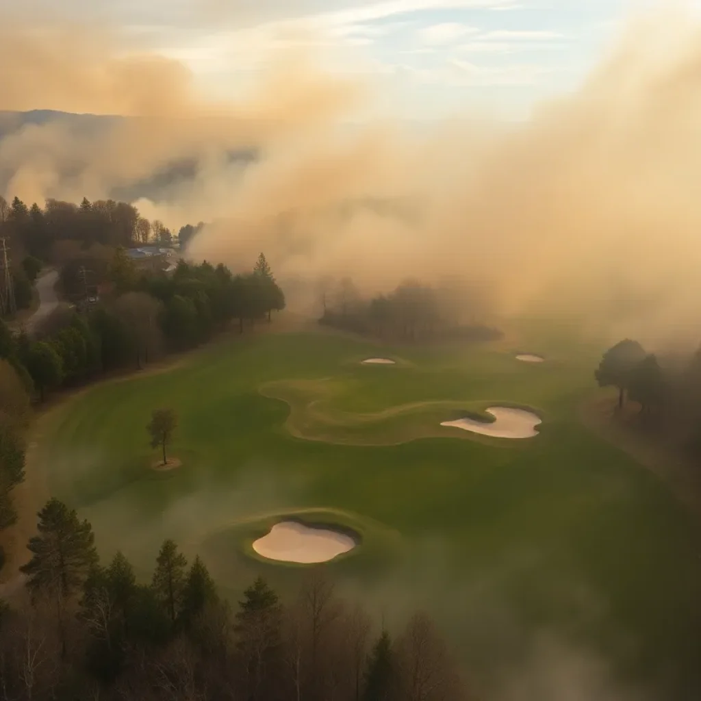 Golf course affected by California wildfires
