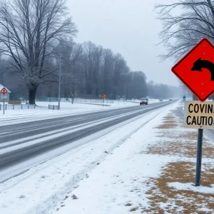 Icy roads covered in snow in Horry County