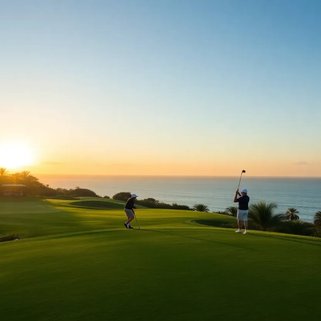 Aerial view of Kapalua's Plantation Course in Maui, Hawaii during a tournament