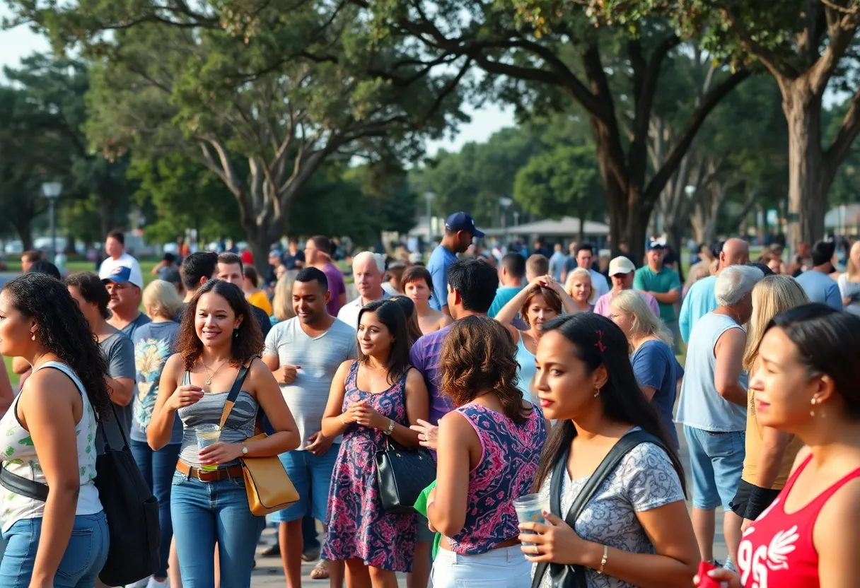 Community members of Myrtle Beach engaging in activities in a park