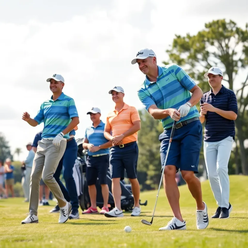 Golf players competing in Team Cup