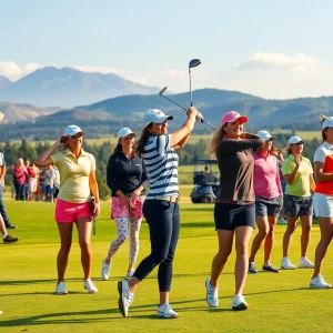 Female golfers in action during the LPGA Tour