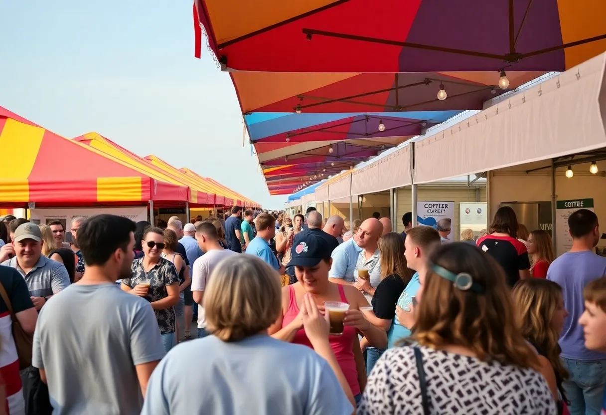Crowd enjoying coffee tastings at the Coastal Coffee Fest in Myrtle Beach
