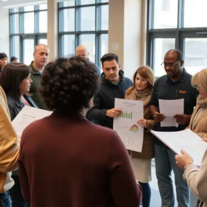 Residents voicing concerns about housing development at a community meeting in Conway