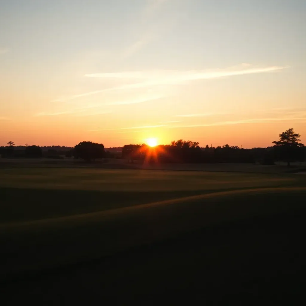 A sunset view over a quiet golf course
