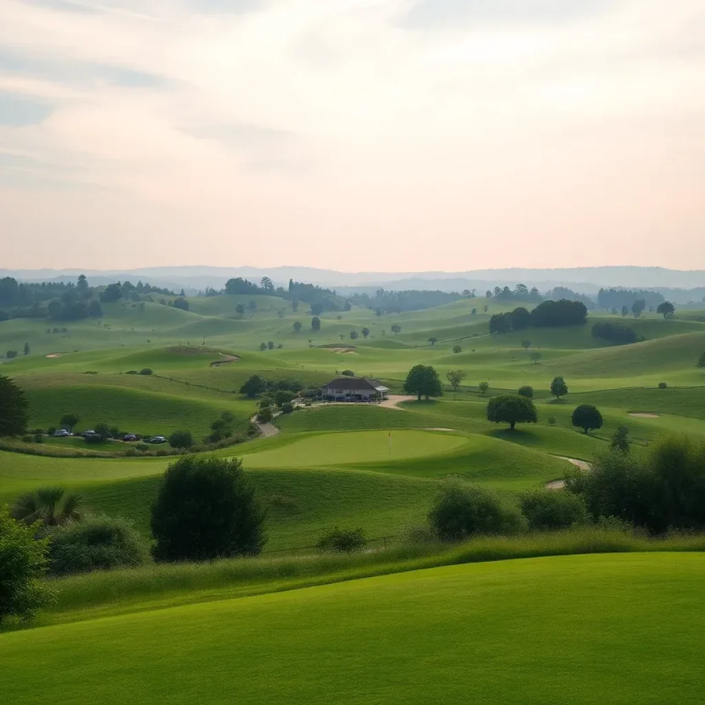 Scenic view of a golf course surrounded by nature