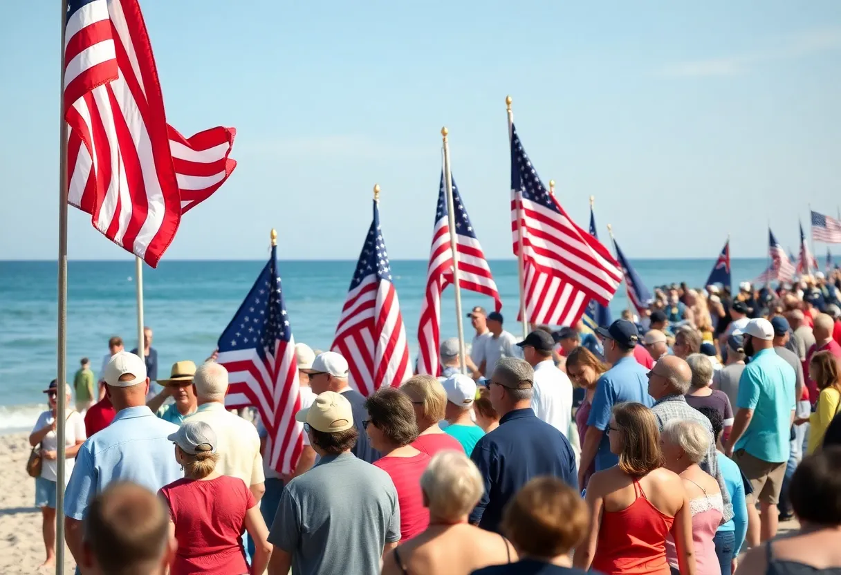 Community celebration honoring veterans at Surfside Beach