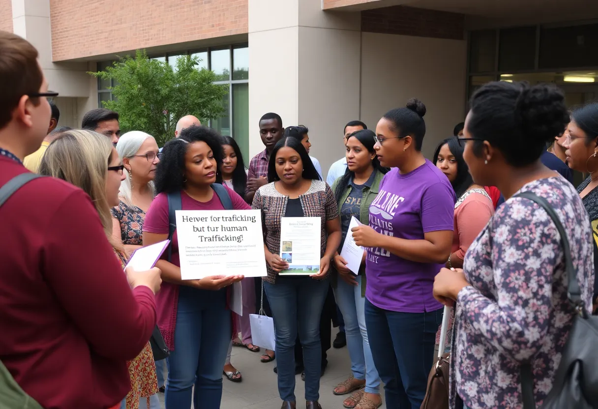 Community members engaging at a human trafficking awareness conference in Myrtle Beach.