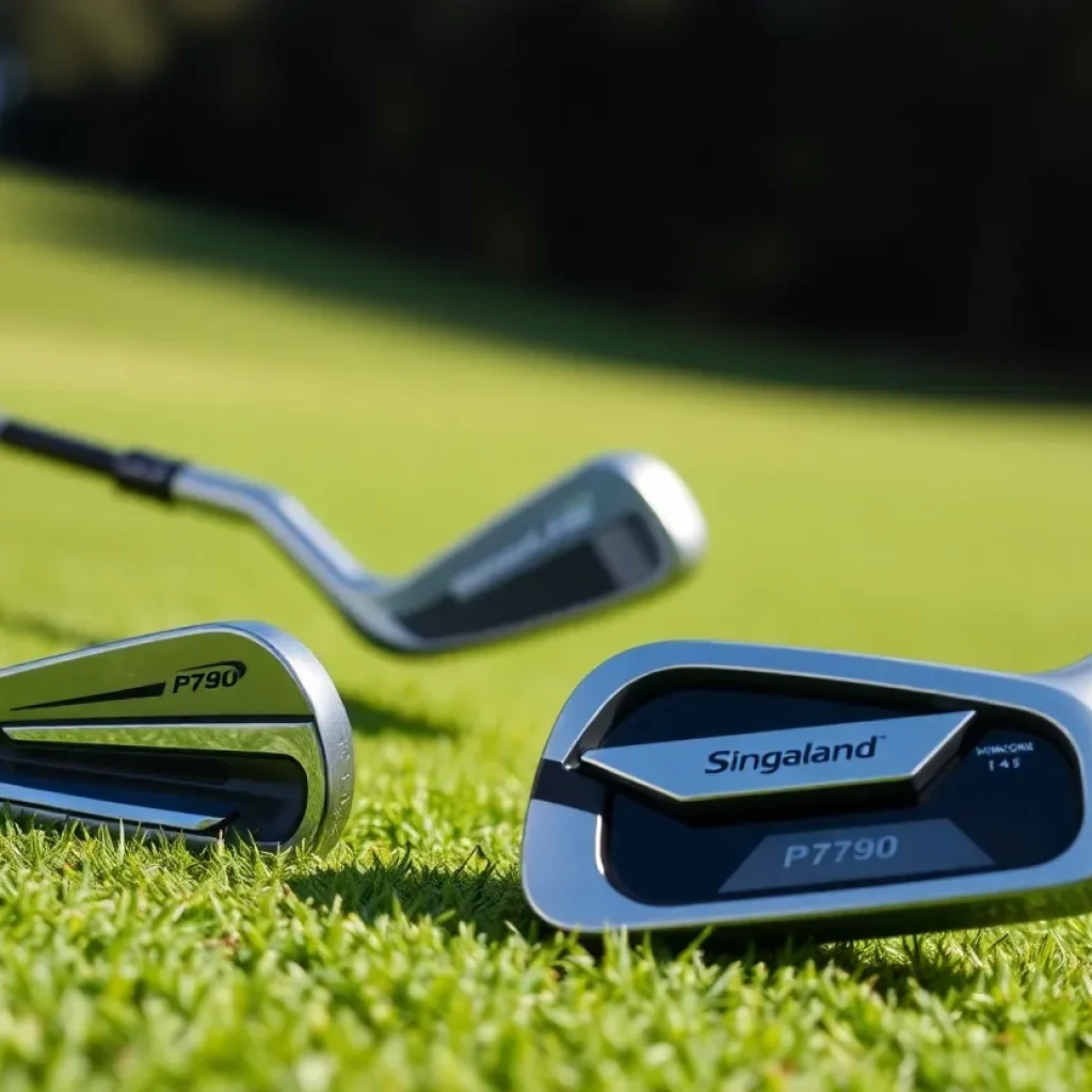 Comparison of Kirkland Signature irons and TaylorMade P790 golf clubs on a golf course