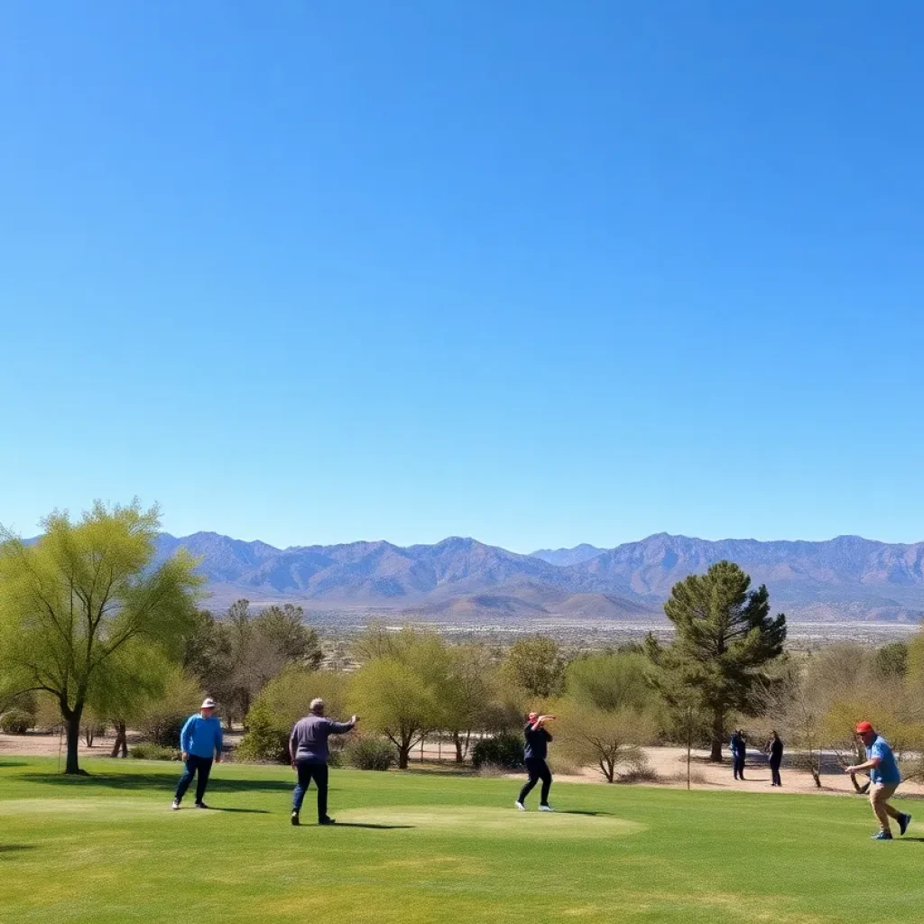 Disc golfers enjoying a sunny day at a Las Vegas disc golf course