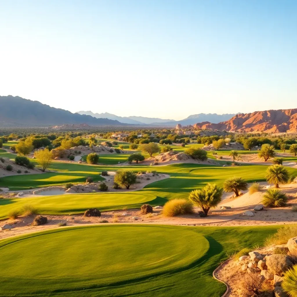 Lush golf courses in Las Vegas desert landscape