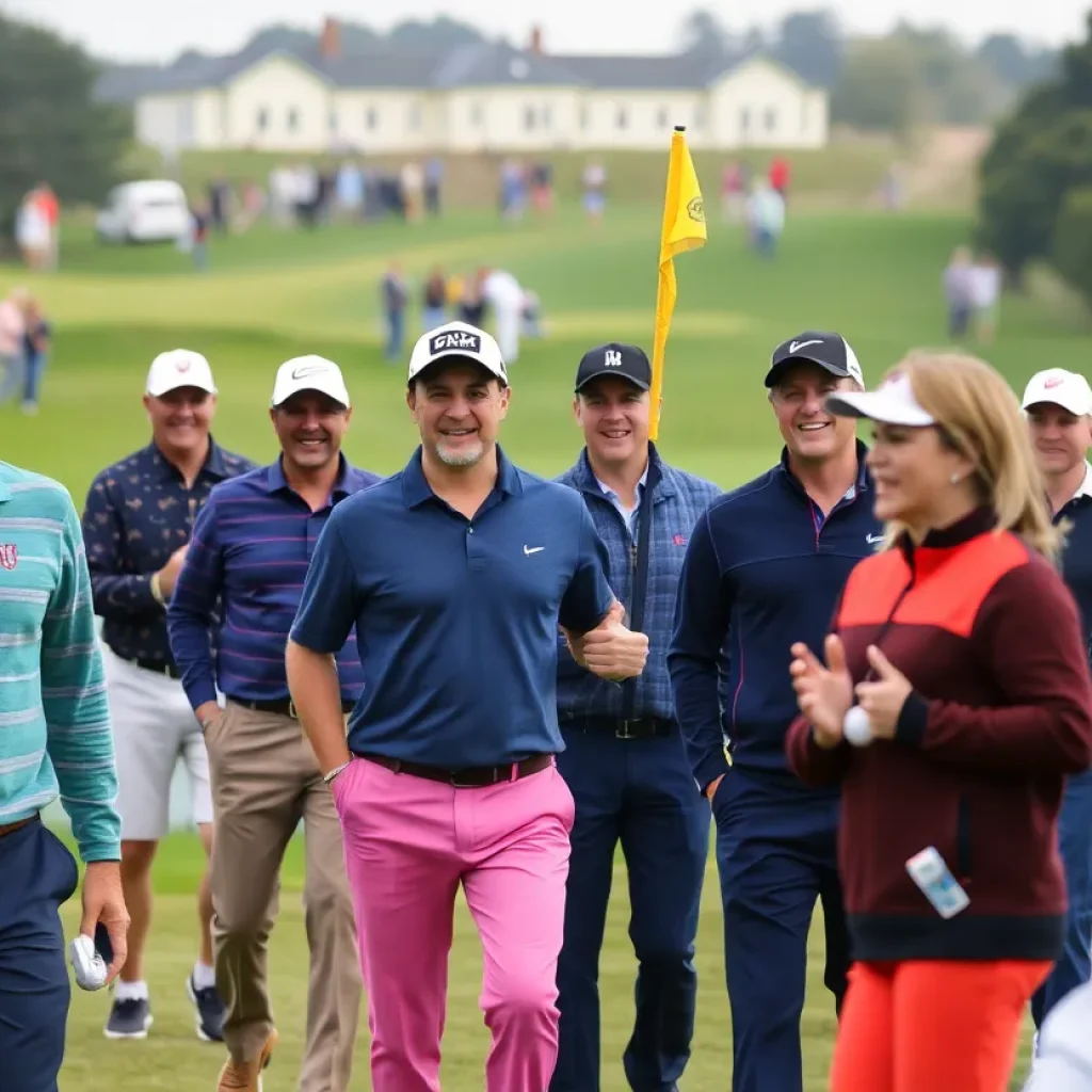Golf players competing at the Open Championship