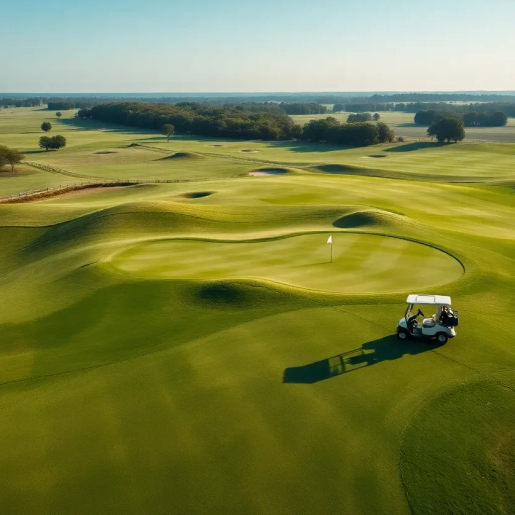 Aerial view of a beautiful golf course landscape