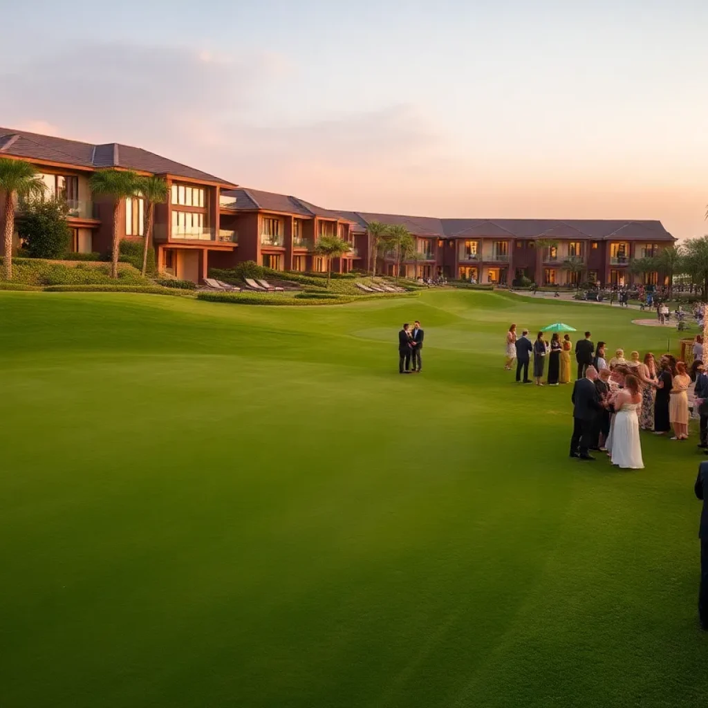 Guests celebrating at Modry Las Golf Resort's 15th anniversary