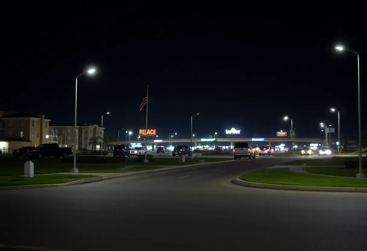 Night view of Ocean Boulevard in Myrtle Beach