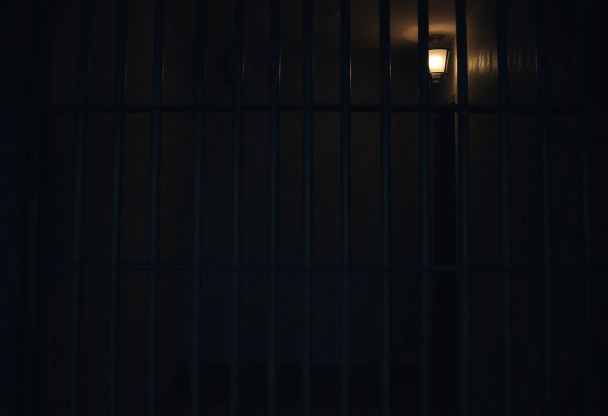 A dimly lit jail cell representing mystery and loss.