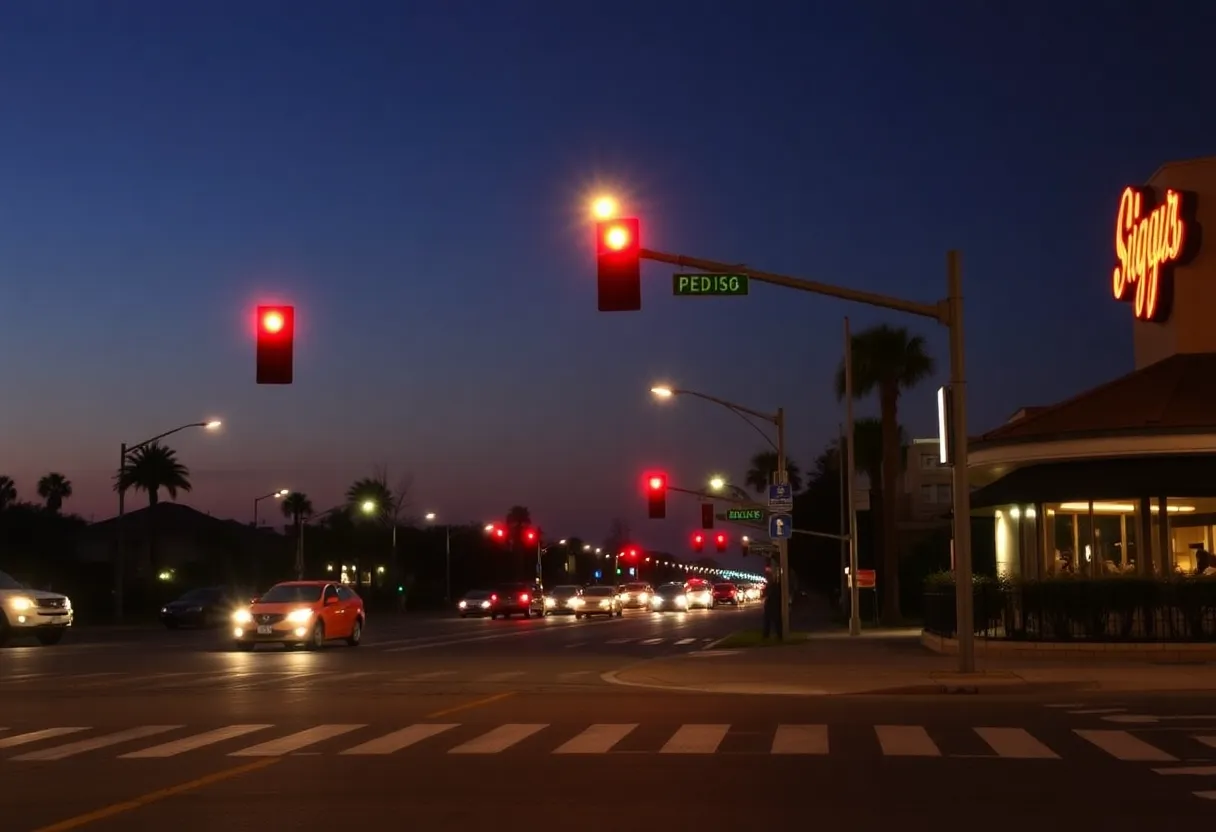 Traffic on U.S. 17 at night