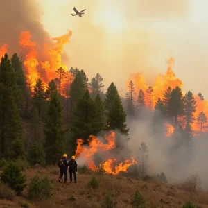 Firefighters battling a wildfire in Carolina Forest
