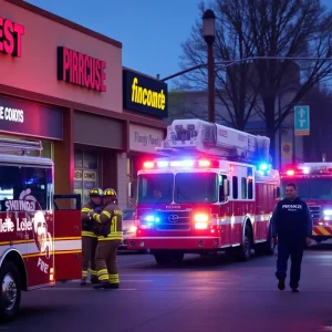 Emergency fire rescue team handling a propane leak situation