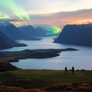 Breathtaking view of Lofoten Links Golf Course at midnight