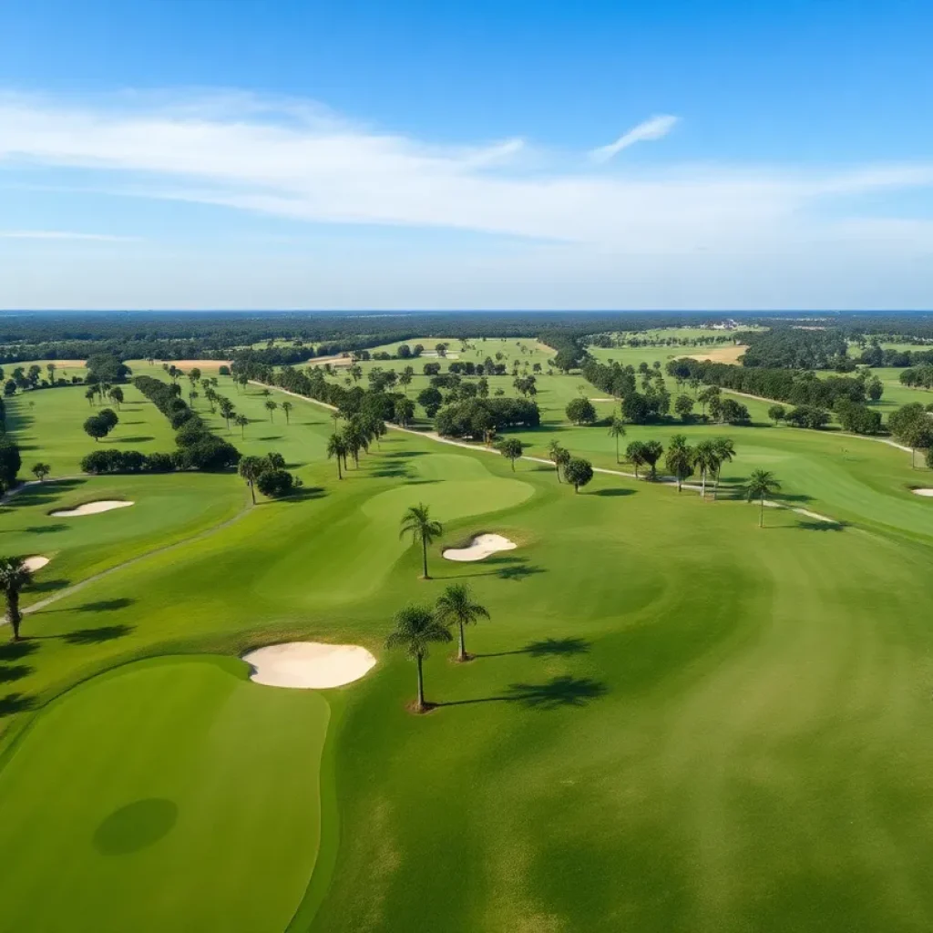 A beautiful golf course in Orlando with lush greens and blue skies.