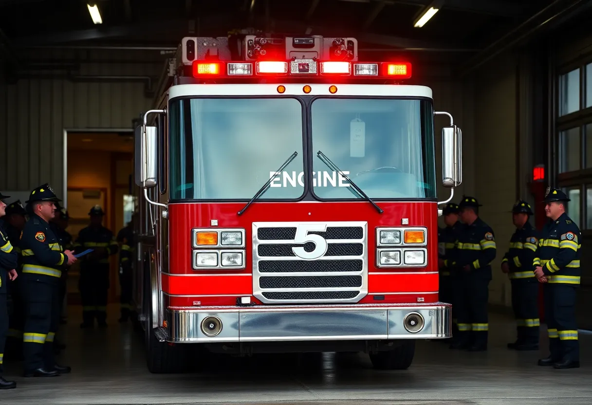 Engine 5 of the North Myrtle Beach Fire Department at the fire station.