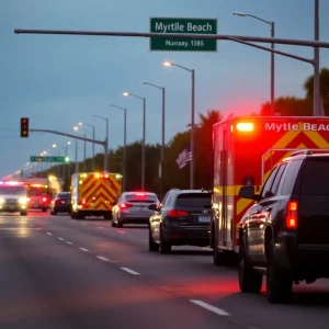 Emergency vehicles at the scene of a tragic accident in Myrtle Beach