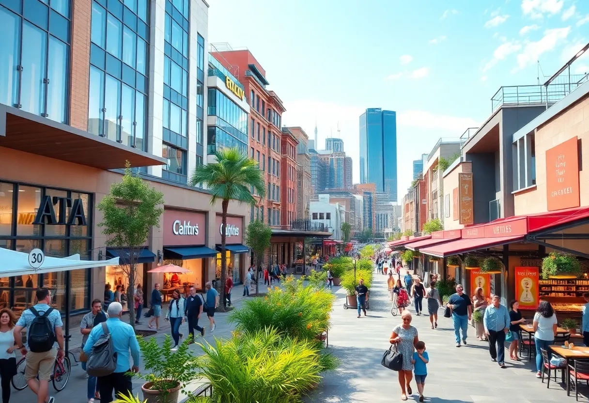 A bustling mixed-use retail area in Myrtle Beach