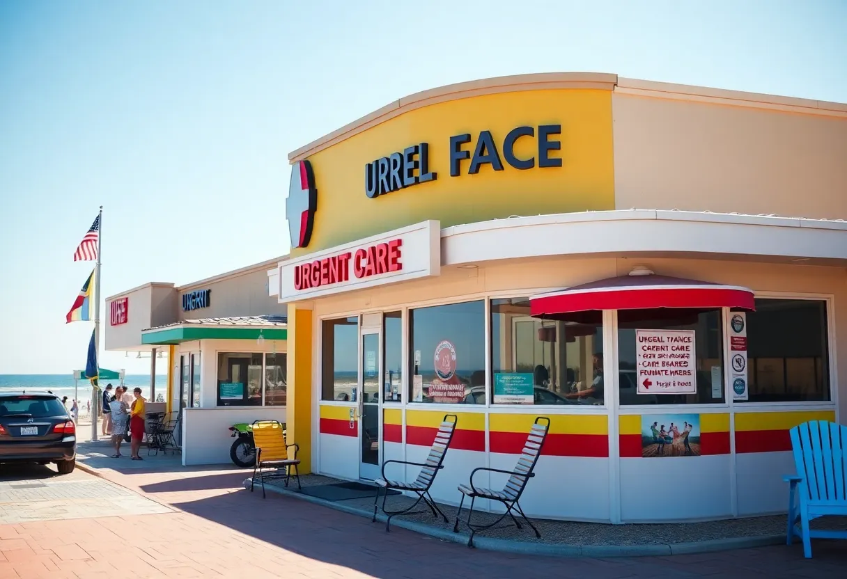 Overview of Myrtle Beach urgent care facilities with beach background