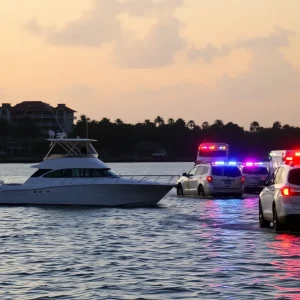 Law enforcement responding to a shooting incident on a charter boat