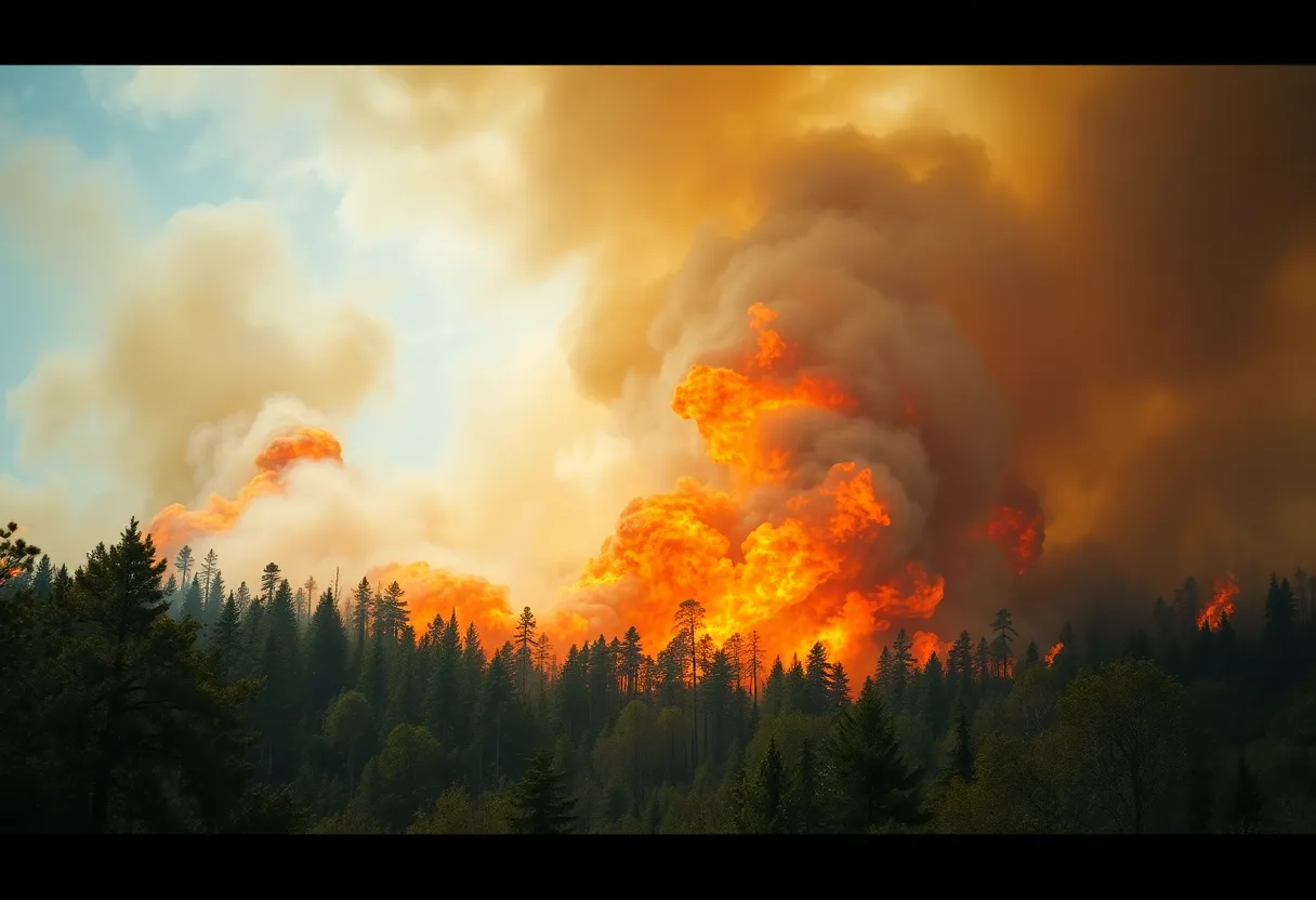 Firefighters combating a wildfire in South Carolina