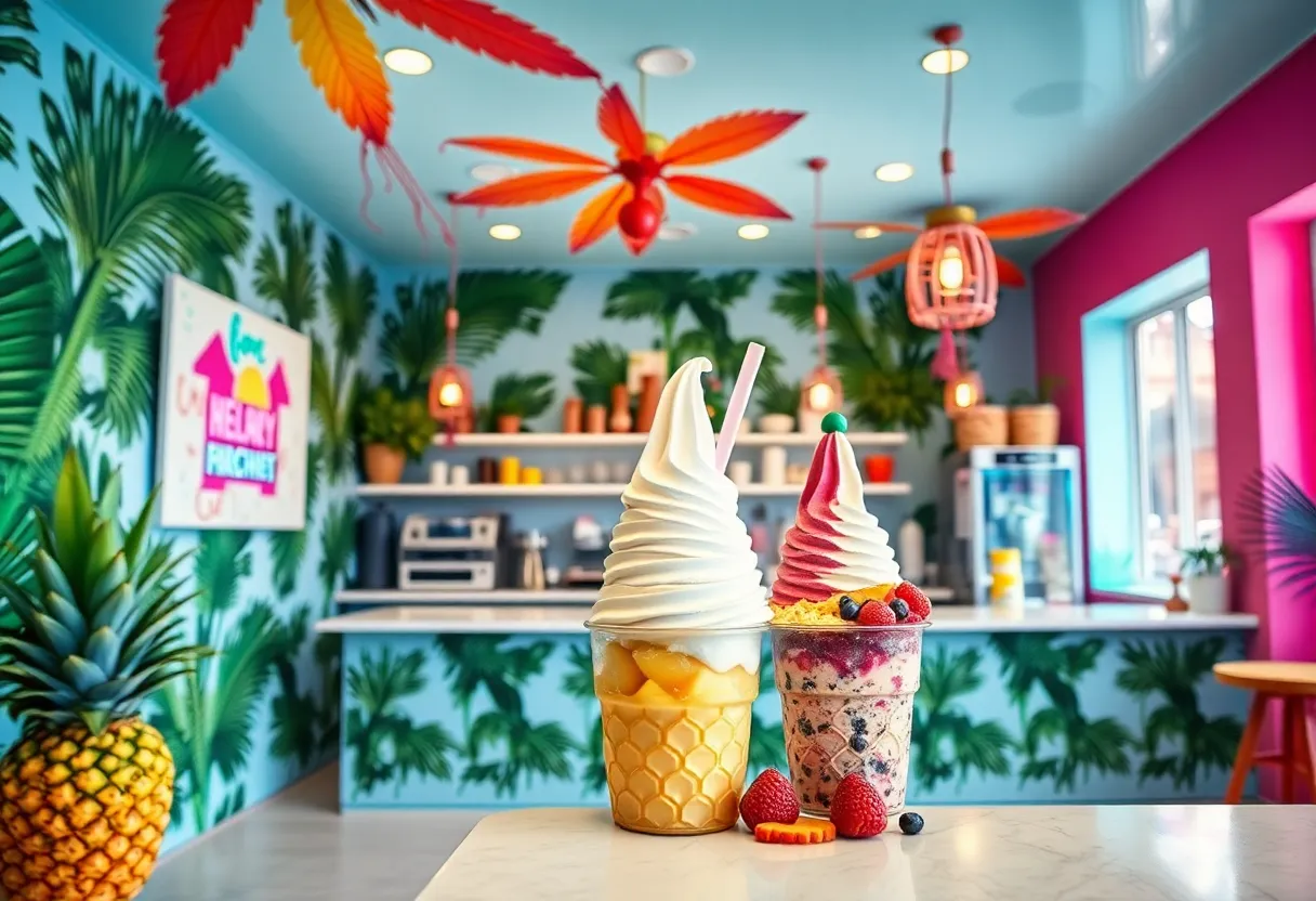 Delicious tropical frozen treats served at The Pineapple Hut