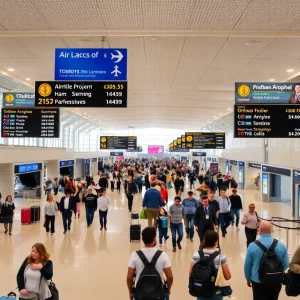 Wilkes-Barre/Scranton Airport terminal filled with passengers