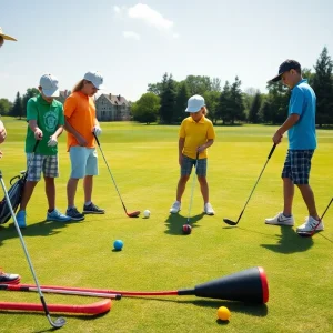 Children playing golf on a sunny Myrtle Beach course