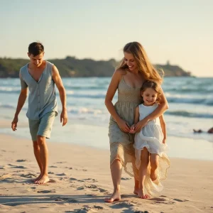 Families enjoying authentic moments at the beach