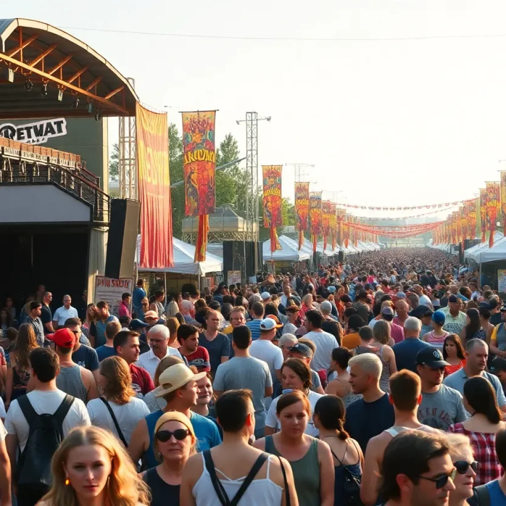 A diverse crowd enjoying performances at the Carolina Country Music Festival.