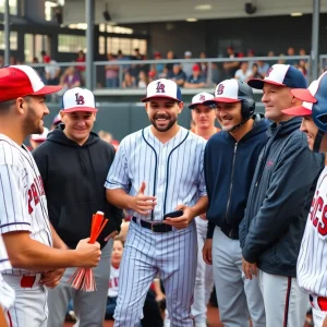 Coastal Carolina baseball team watching magic performance