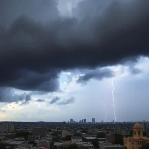 Dark storm clouds above Columbia South Carolina