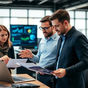 Team reviewing digital marketing strategy with consumer insights