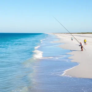 Beautiful Georgetown County beach with fishing poles