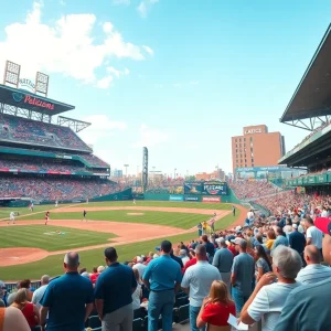 Fans at a Myrtle Beach Pelicans baseball game in the stadium